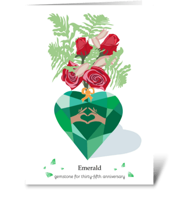 35th Anniversary Emerald Heart Vase greeting card