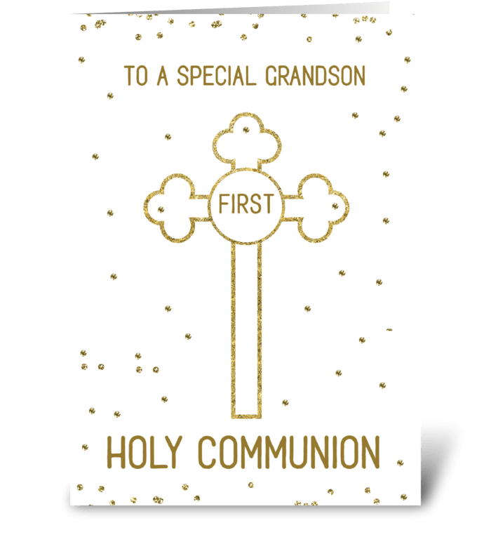 Grandson First Holy Communion Gold Look  greeting card