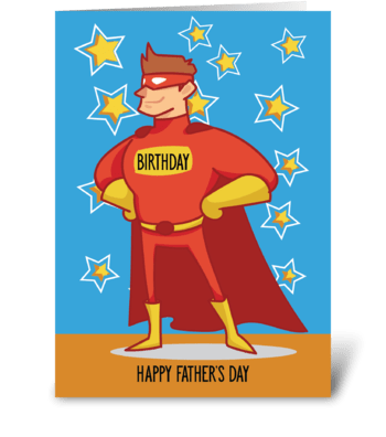 Birthday on Father's Day, Superhero greeting card