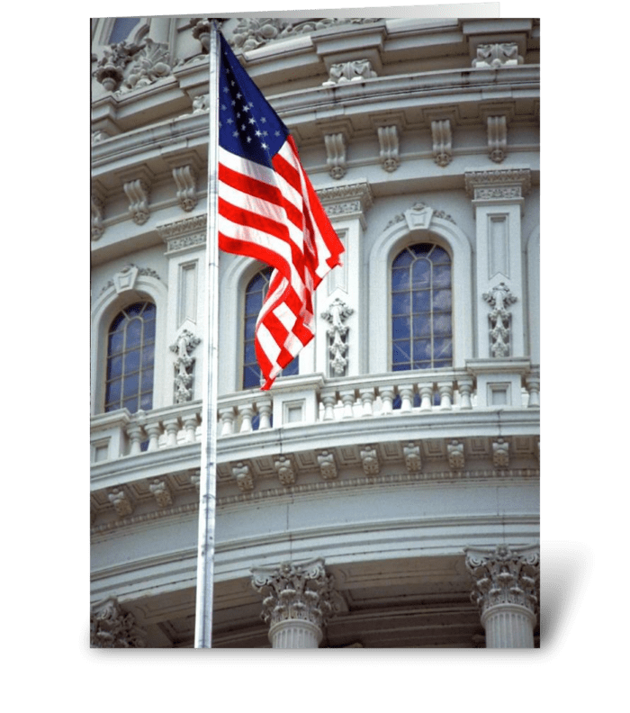 American Flag/Capitol greeting card