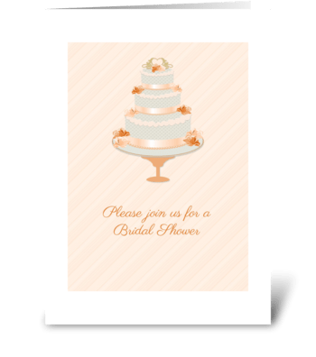 Peach Wedding Cake Shower Invitation greeting card