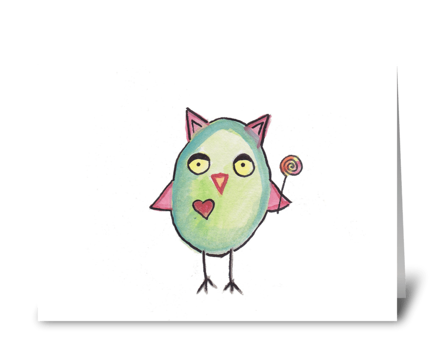 Owl & Lollipop greeting card
