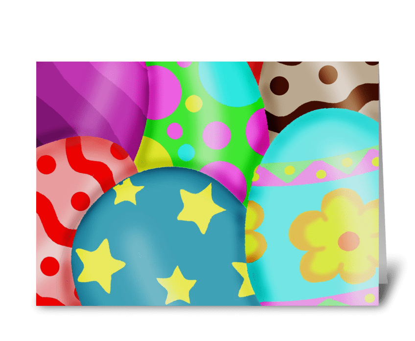 Colorful Decorated Easter Eggs greeting card