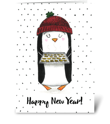 Christmas penguin greeting card