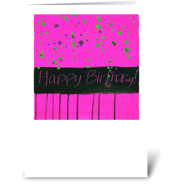 Happy Birthday - Black on Pink greeting card