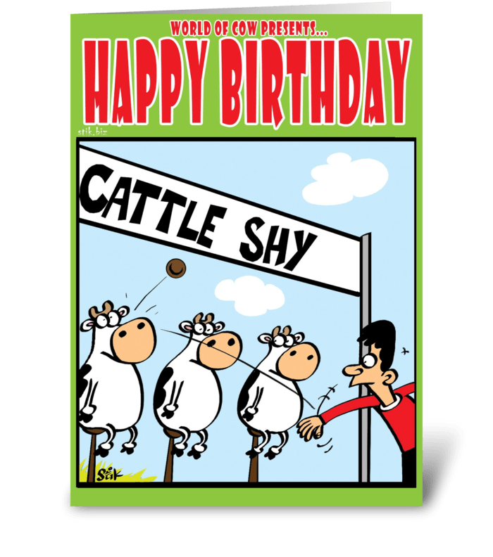 A Cow Shy Birthday Card greeting card