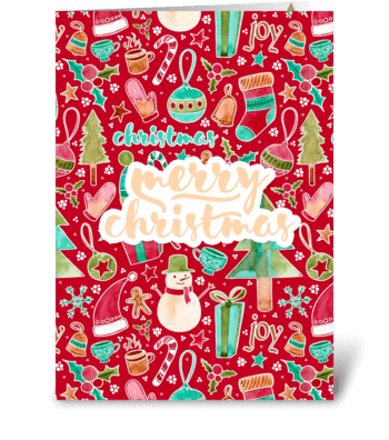 Merry Christmas watercolor card greeting card