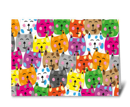 Happy Colourful Cats greeting card