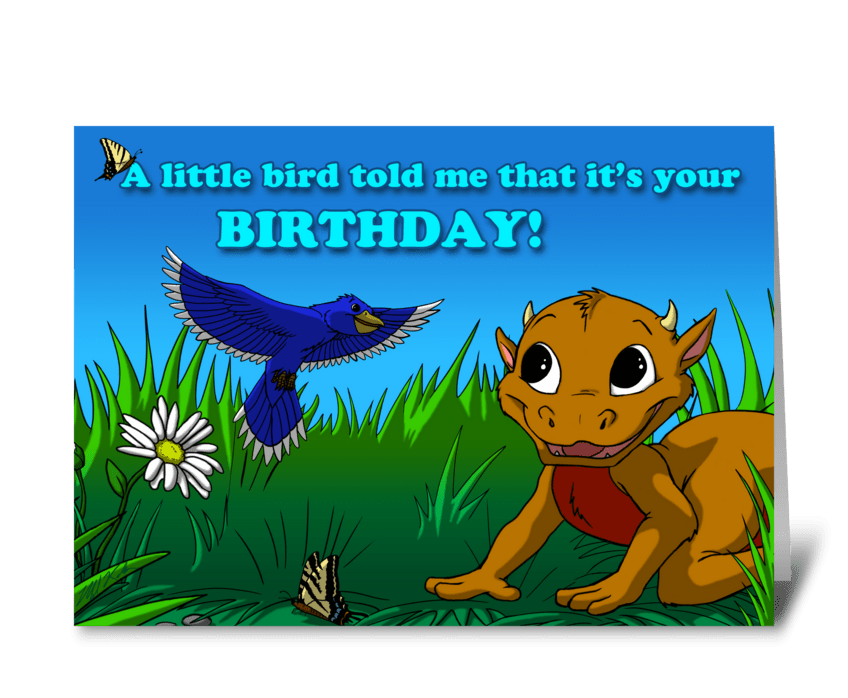 Little Bird (brown dragon) greeting card