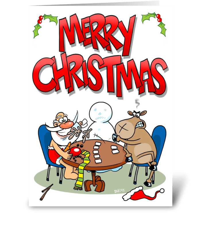 Strip Poker Christmas greeting card