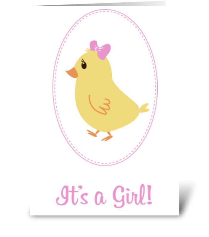 Little Girl Chick Baby Announcement greeting card