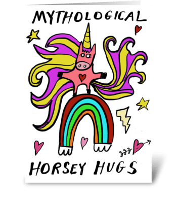 Mythological Horsey Hugs greeting card