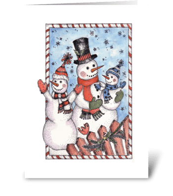 Festive Snowman Family greeting card
