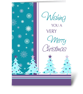 Merry Christmas Snowflakes and Trees greeting card