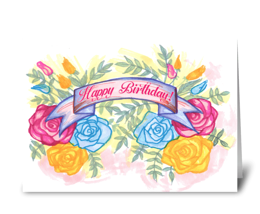 Floral Birthday Roses greeting card