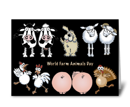 Cartoon Farm Animals greeting card