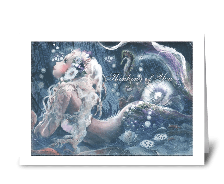 Mermaid Art, thinking of you greeting card