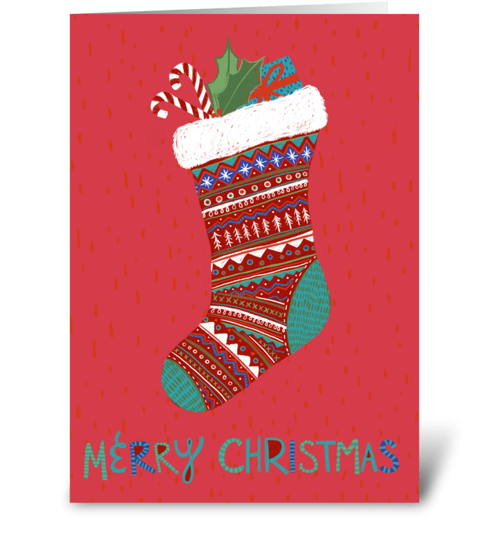 Merry Christmas Stocking greeting card