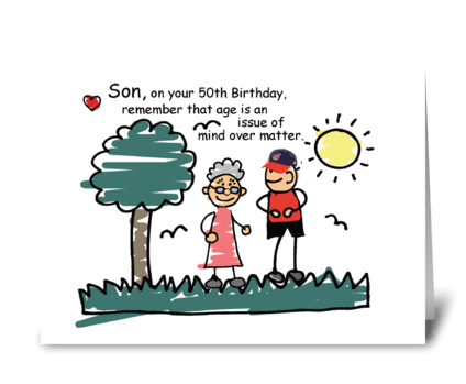 Son 50th Birthday Humorous Stick Figures greeting card