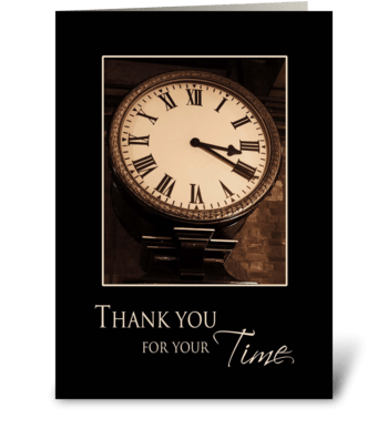 Thank you for your Time - Antique Clock greeting card