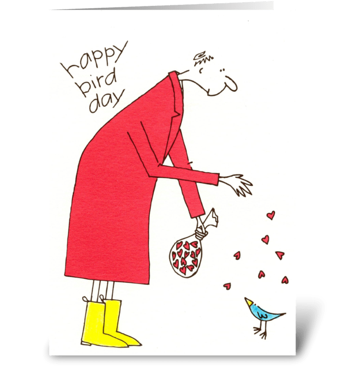 happy bird day greeting card