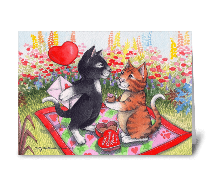Be My Valentine Cats Garden #75 greeting card