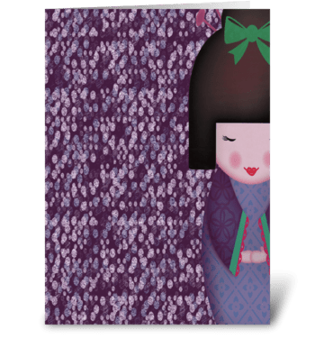 Little Geisha Purple greeting card