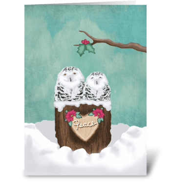 Snowy Peace Owls greeting card