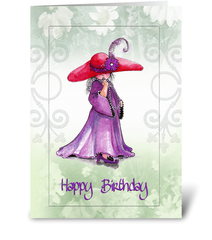 little "Red Hatter" Birthday Greeting greeting card