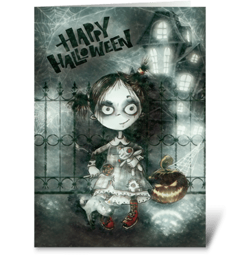 Creepy Girl greeting card
