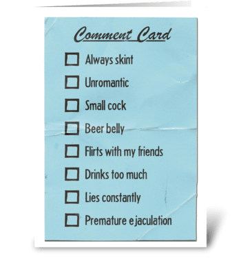 Comment Card for Him greeting card