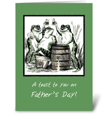 Father’s Day Funny Frogs Toasting  greeting card