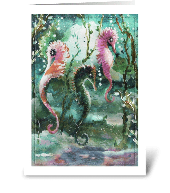 Painted Seahorses greeting card