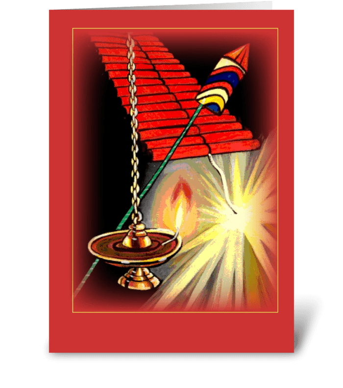 Diwali Fireworks greeting card