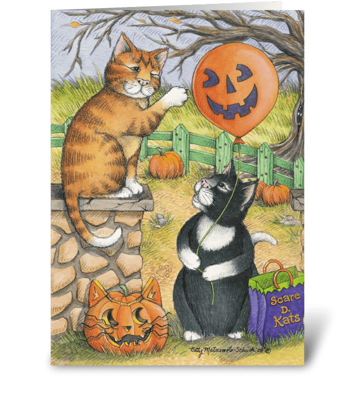 Halloween Mischief Cats #34 greeting card