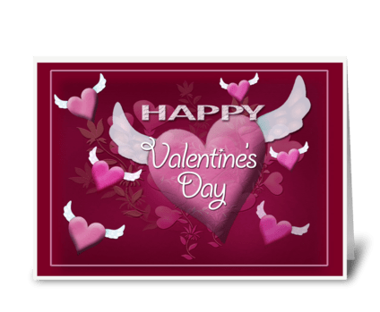 Flying Hearts, Valentine Greeting greeting card