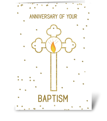 Anniversary of Baptism Gold Cross greeting card
