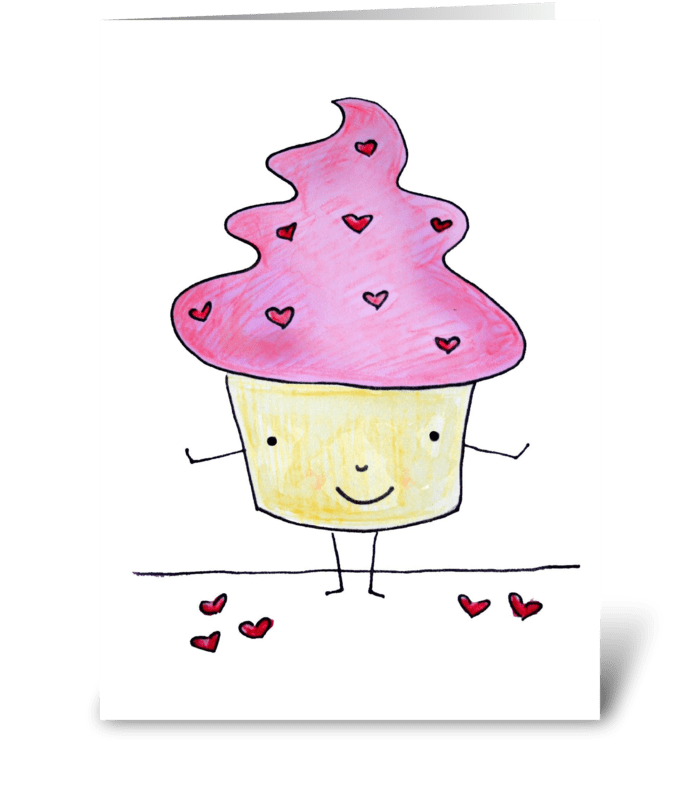Pink Sweetcake with Hearts greeting card