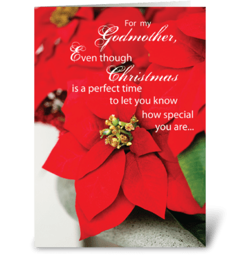 Godmother Christmas Poinsettia greeting card
