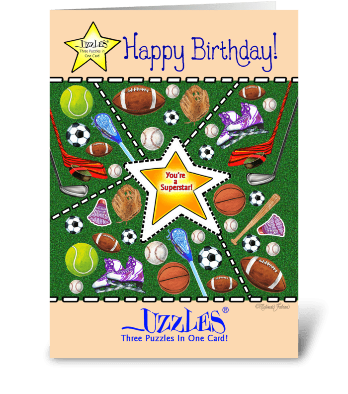 Sports Birthday Puzzle Card Send This Greeting Card Designed By 