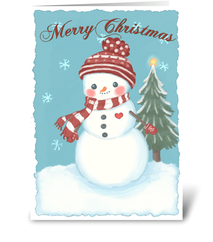 Cozy Christmas Snowman greeting card