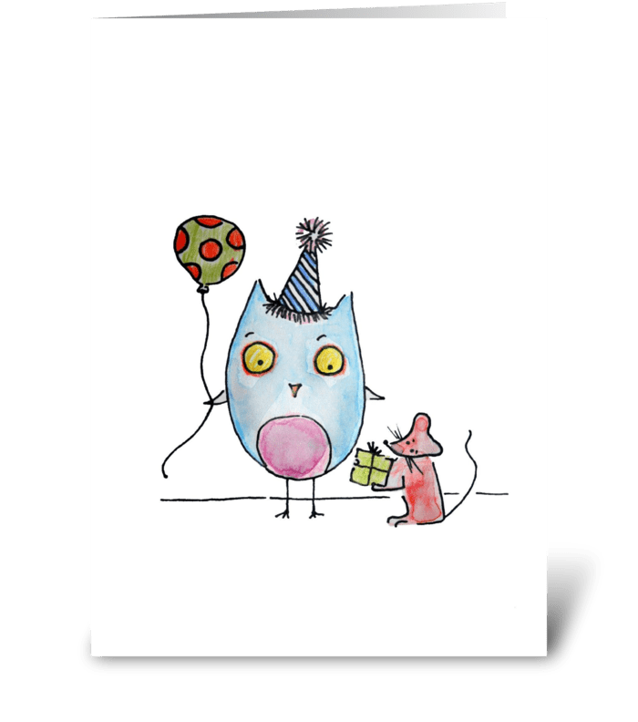 Happy Birthday Owl! Love, Mouse greeting card