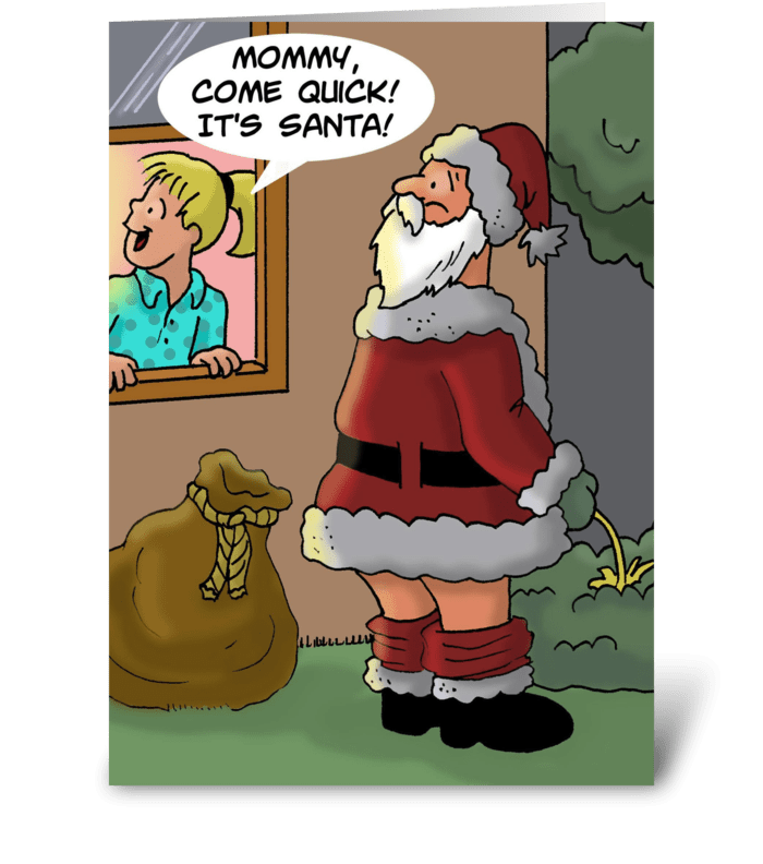 Adult Christmas Card With Santa Peeing greeting card