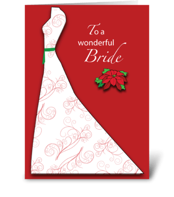 Bride Bridal Shower Silhouette Christmas greeting card