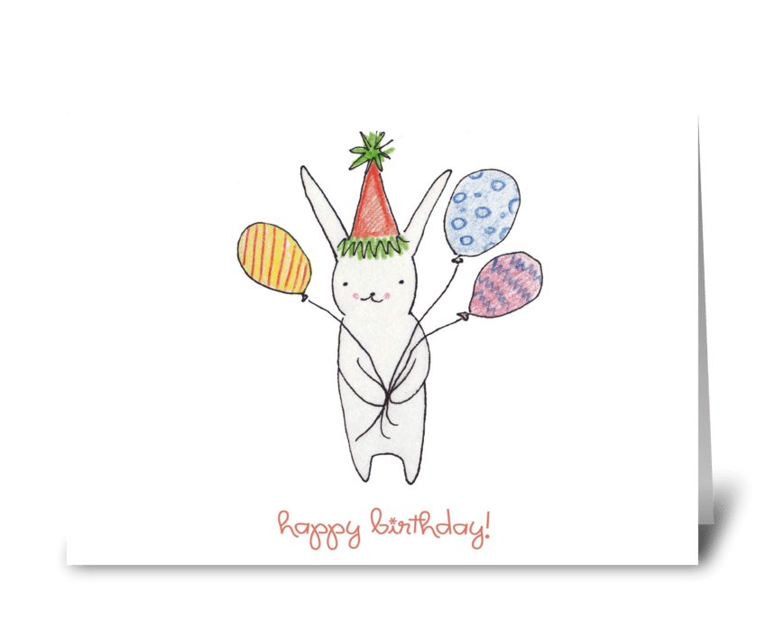 Birthday Bunny with Balloons greeting card