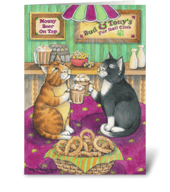 Beer Cheer Cats Birthday #35 greeting card