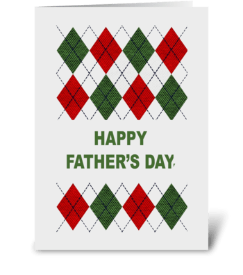Farther's Day With Argyle Pattern greeting card