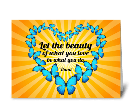 Rumi Poem with Butterflies and Sunlight greeting card