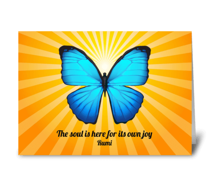 Rumi Soul Poem with Butterfly greeting card