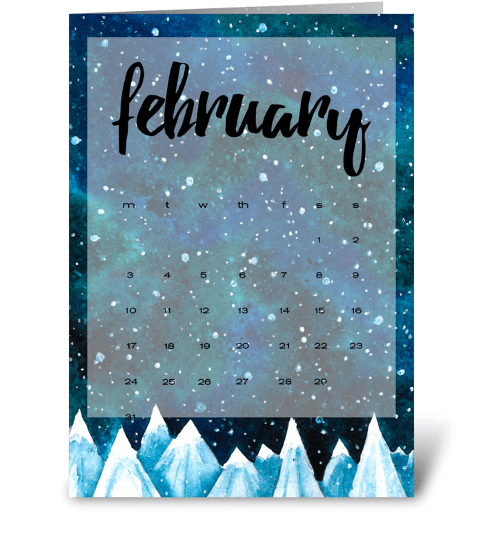 Calendar. February greeting card